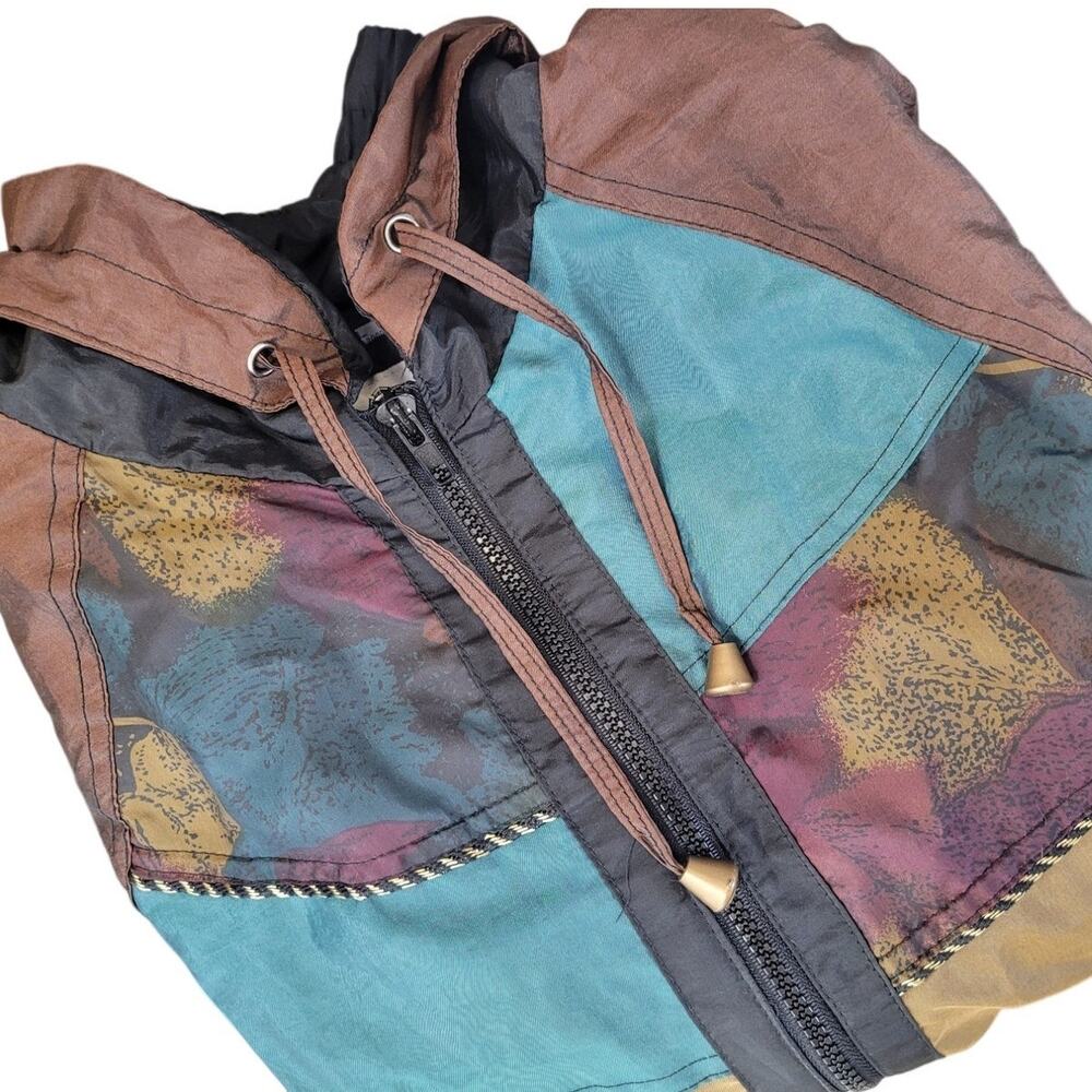 Casual Club 90s Colorblock Track Jacket Brown‎ Green Retro Streetwear